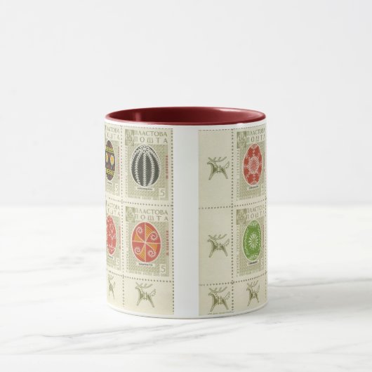 Ton-Tasse Pysanka Ukrainer-Ostern Eggs5 zwei Tasse (Zentrum)