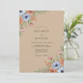 Ton-Wildblumen-Hochzeit Einladung (Stehend Vorderseite)