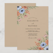 Ton-Wildblumen-Hochzeit Einladung (Vorne/Hinten)