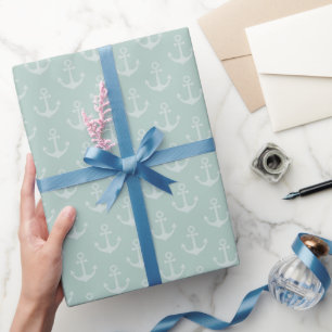 Tonal Anchors auf Pastellgrau Türkis Geschenkpapier