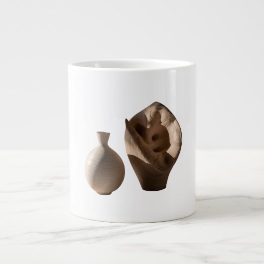 Tonal Clay Slip Casting Artisan Texture Jumbo-Tasse (Vorderseite)