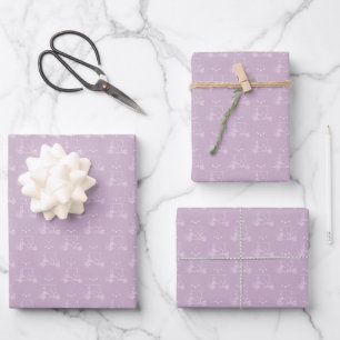 Tonal Golfkarren & Schläger auf Pastell-Magenta Geschenkpapier Set