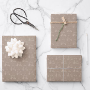 Tonal-Golfwagen & Schläger auf hellbraun Geschenkpapier Set