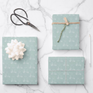 Tonal-Golfwagen & Schläger auf pastellgrauem Türki Geschenkpapier Set