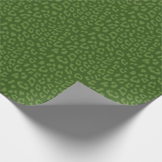 Tonal-Grüntöne Leopard-Druckmuster Geschenkpapier (Ecke)