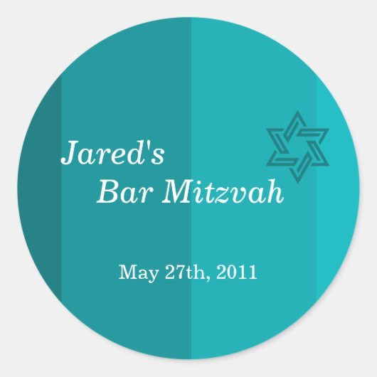 Tonal Seagreen Bar Mitzvah Aufkleber (Vorderseite)