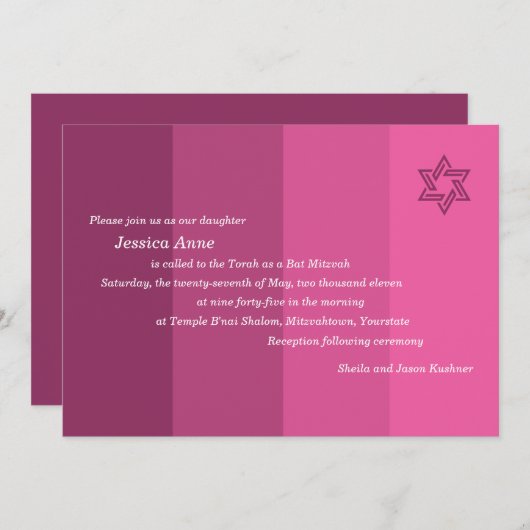Tonale Rose Bat Mitzvah Einladung (Vorne/Hinten)