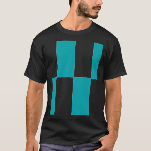 Tonales Blaues Karo Küsten-Retro-Muster Stic T-Shirt