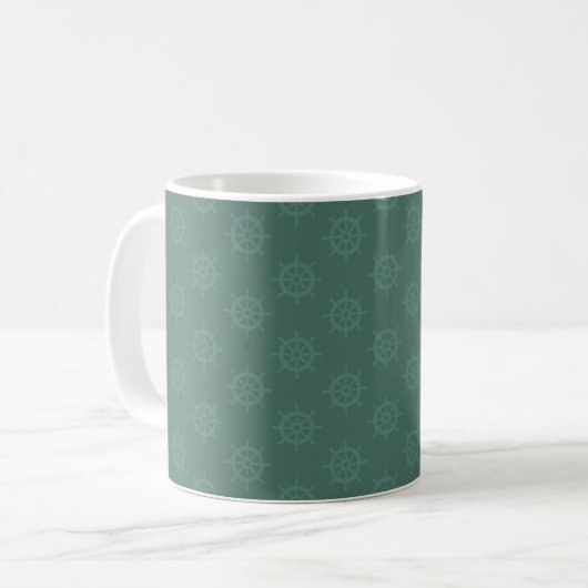 Tonales Schiffssteuer auf dunkelgrauem Türkis Kaffeetasse (Vorderseite Links)