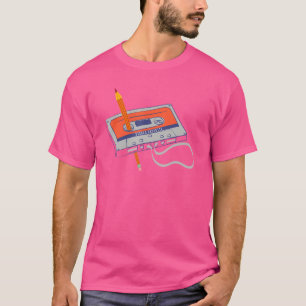 Tonbandkassette und ein Bleistift 70er 80er und 90 T-Shirt