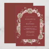 Tonbemalte Petal-Hochzeit Einladung (Vorne/Hinten)