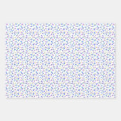 Töne blaue und violette Blumen auf Weiß Geschenkpapier Set (Vorderseite)