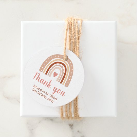 Tone Boho Rainbow Birthday Party Danke Geschenkanhänger (Beispiel)