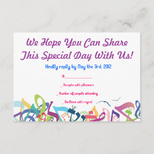 TÖNE der TORAH Schläger-Bar Mitzvah Antwort-Karte RSVP Karte