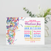 TÖNE der TORAH Schläger-Bar Mitzvah Einladung (Stehend Vorderseite)