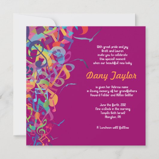 Töne des Torah jüdischen Babys, das Einladung (Vorderseite)