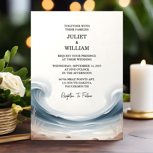 Tone Spring Summer Ocean Beach Hochzeit in Urlaubs Einladung