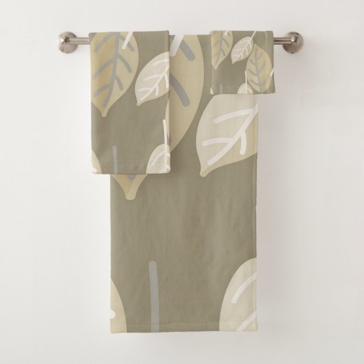 Tone Taupe Blätter Badhandtuch Set (Insitu)