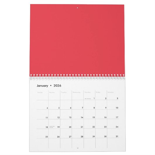Tone Tomato Red Custom Wall Calendar Kalender (Jan 2026)