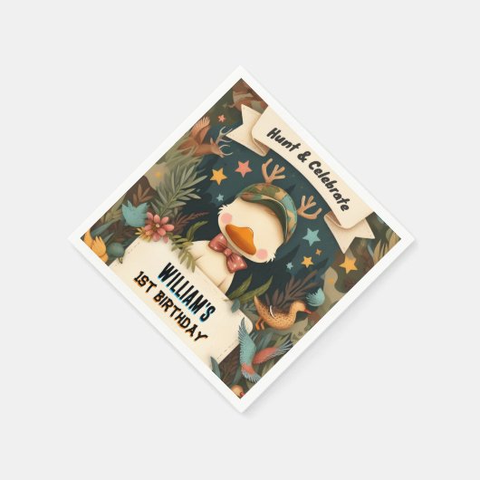 Tone Wild Camouflage Oh Deer Enck Jagd 1. Geburtst Serviette (Ecke)