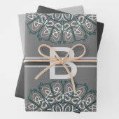 Toned Trendy Silver Gray Laked Monogram Geschenkpapier Set (Beispiel)