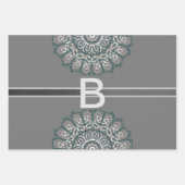 Toned Trendy Silver Gray Laked Monogram Geschenkpapier Set (Vorderseite)