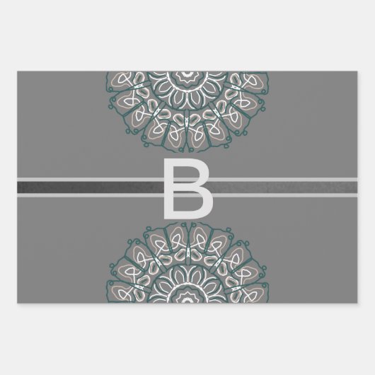 Toned Trendy Silver Gray Laked Monogram Geschenkpapier Set (Vorderseite)