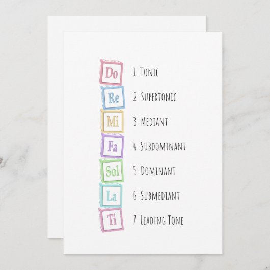 Tones of the Scale Solfeggio Musical Baby Blocks Einladung (Vorne/Hinten)