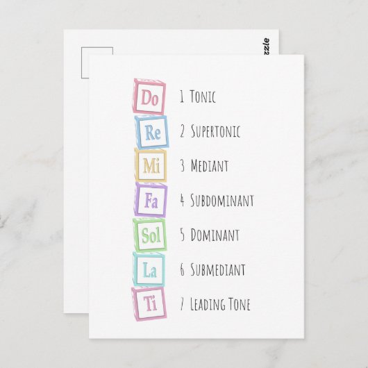 Tones of the Scale Solfeggio Musical Baby Blocks Postkarte (Vorne/Hinten)