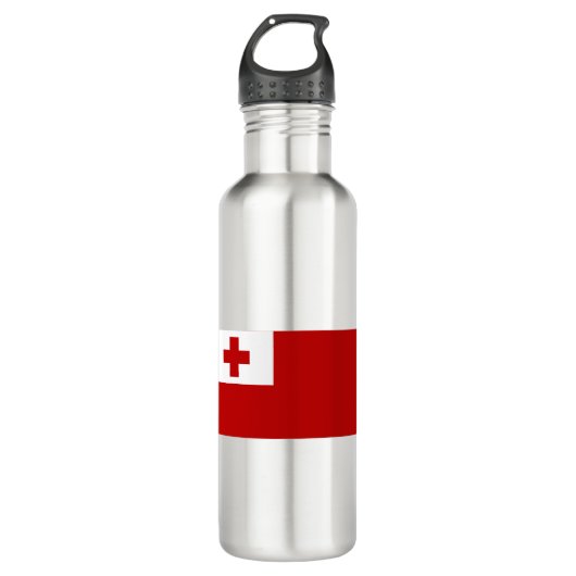 Tonga-Flagge Edelstahlflasche (Vorderseite)