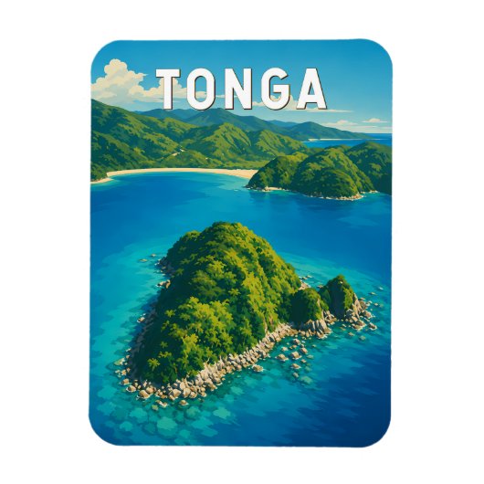 Tonga Illustration Reise Kunst Vintage Magnet (Vertikal)