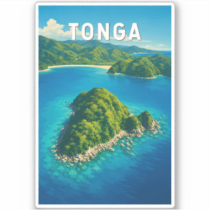 Tonga Illustrations Reise Kunst Vintage Aufkleber