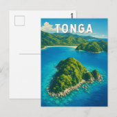 Tonga Illustrations Reise Kunst Vintage Postkarte (Vorne/Hinten)