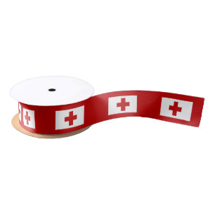 Tonga-Insel-Flaggen-rotes Kreuz Satinband