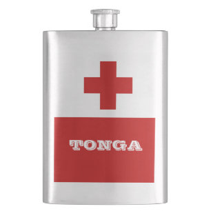 Tonga Island Flag Rotes Kreuz Flachmann