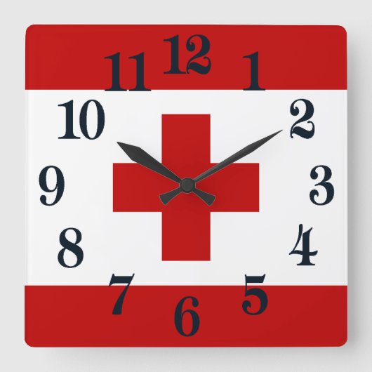Tonga Island Flag Rotes Kreuz Quadratische Wanduhr (Vorderseite)