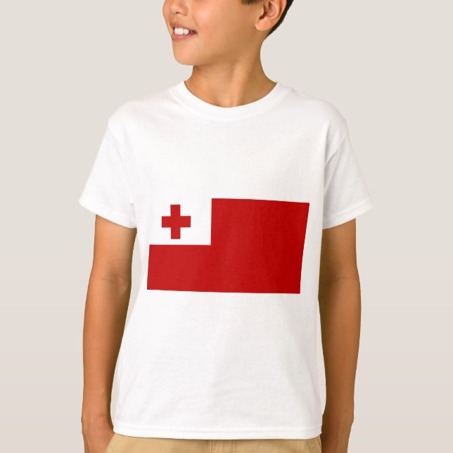 Tonga Island Flag Rotes Kreuz T-Shirt (Vorderseite)