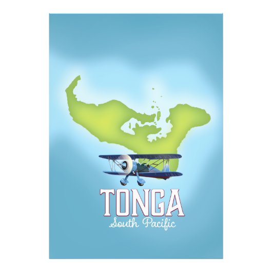 Tonga-Karte Flugreiseplakat Fotodruck (Vorne)