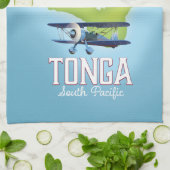 Tonga-Karte Flugreiseplakat Geschirrtuch (Gefaltet)