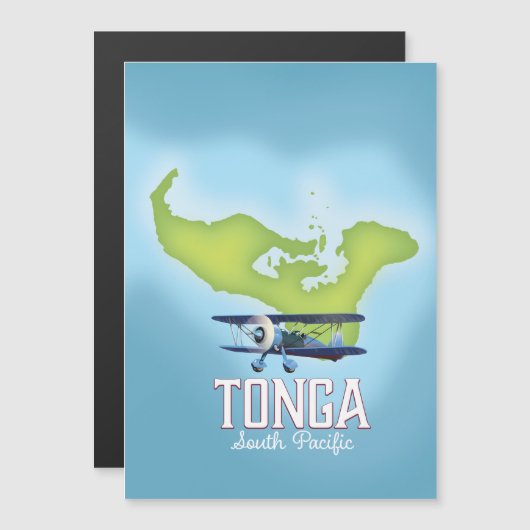 Tonga Map Flight Reiseplakat Magnetkarte (Vorne/Hinten)