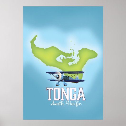 Tonga Map Flight Reiseplakat Poster (Vorne)