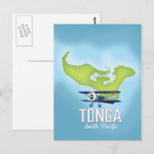 Tonga Map Flight Reiseplakat Postkarte (Vorne/Hinten)