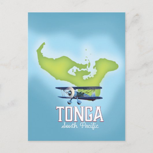 Tonga Map Flight Reiseplakat Postkarte (Vorderseite)