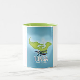 Tonga Map Flight Reiseplakat Zweifarbige Tasse