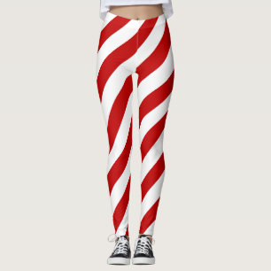 Tonga National Flag Colors Diagonal Striped Leggings