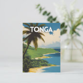 Tonga Retro Travel Poster Postkarte (Stehend Vorderseite)