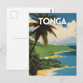 Tonga Retro Travel Poster Postkarte (Vorne/Hinten)