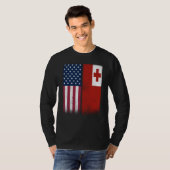 Tonga Tongan American Flags Proud USA Tonga T-Shirt (Vorne ganz)