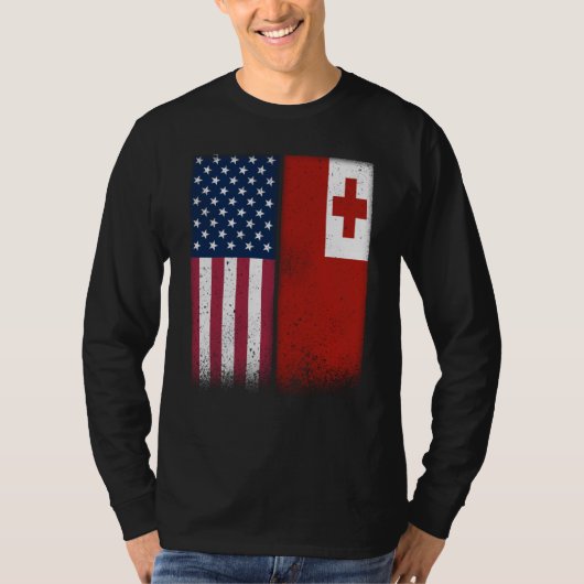 Tonga Tongan American Flags Proud USA Tonga T-Shirt (Vorderseite)