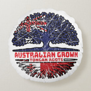 Tonga Tongan Australian Australia Tree Roots Flag Rundes Kissen